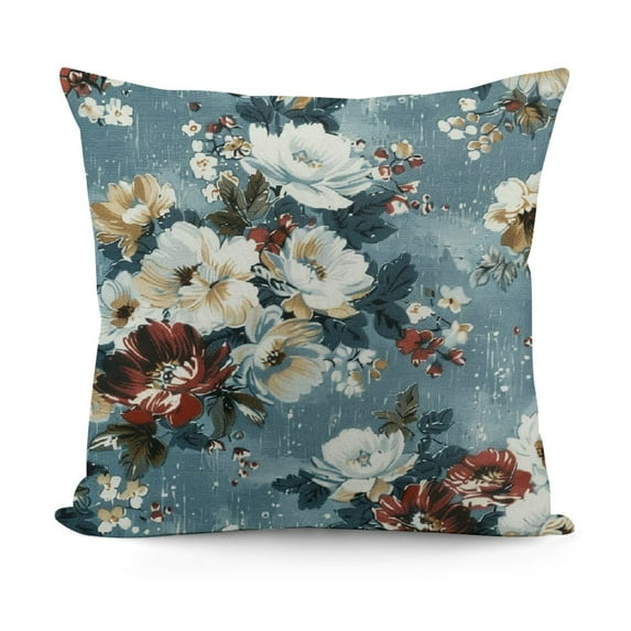 JRXY Chinoiserie Pillow Cover Spring Summer Blue White Floral Throw Pillow Covers Vintage Flower Decorative Outdoor Pillowcase Cushion Cover for Sofa Couch Home Bedroom White