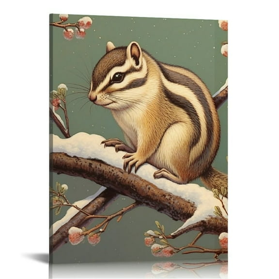 JRXY Chipmunk Retro Art Print Poster, Vintage Animal Wall Art Decor, Country Farm Living Room, Kitchen Artwork Decoration Chipmunk 12x16 in