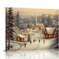 thumbnail image 1 of JRXY  Christmas Canvas Wall Art, Framed Rustic Christmas Tree Pictures for Wall Decor, Winter Snowy Village Artwork Prints, Christmas Snowscape Painting for Festive Holiday Room Decor  20x16in, 1 of 4