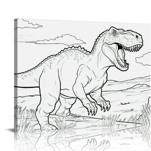 JRXY  Circle Kids Premium Thick-Wrap Canvas Wall Art Print,  Tyrannosaurus Rex' 20x16in