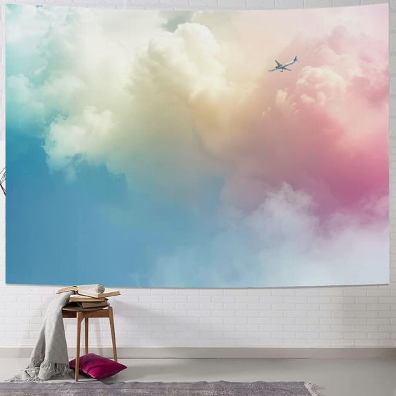 JRXY Cloud Tapestry Sky Tapestry Clouds Ceiling Tapestry Clouds Colorful Pink Yellow Blue Tapestry Wall Hanging for Bedroom Living Room Dorm Decoration 60x50inch