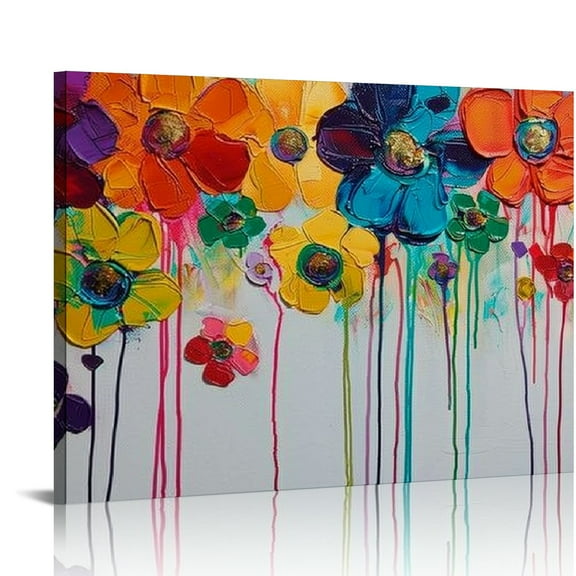 JRXY Cololful Flower Painting - Abstract Floral Canvas Wall Art - Big Artwork for Livingroom Bedroom Over Bed Sofa Decor pattern1