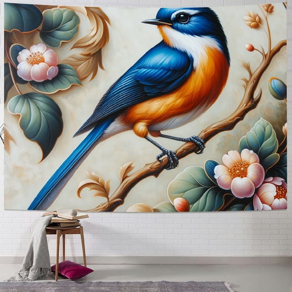 JRXY Colorful Birds on Tree Branches Pictures Tapestry Painting