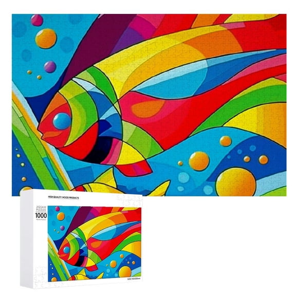 JRXY Colorful Fish Rainbow Coral Reef Sea Ocean Marine Wooden Jigsaw Puzzle 1000 PCS