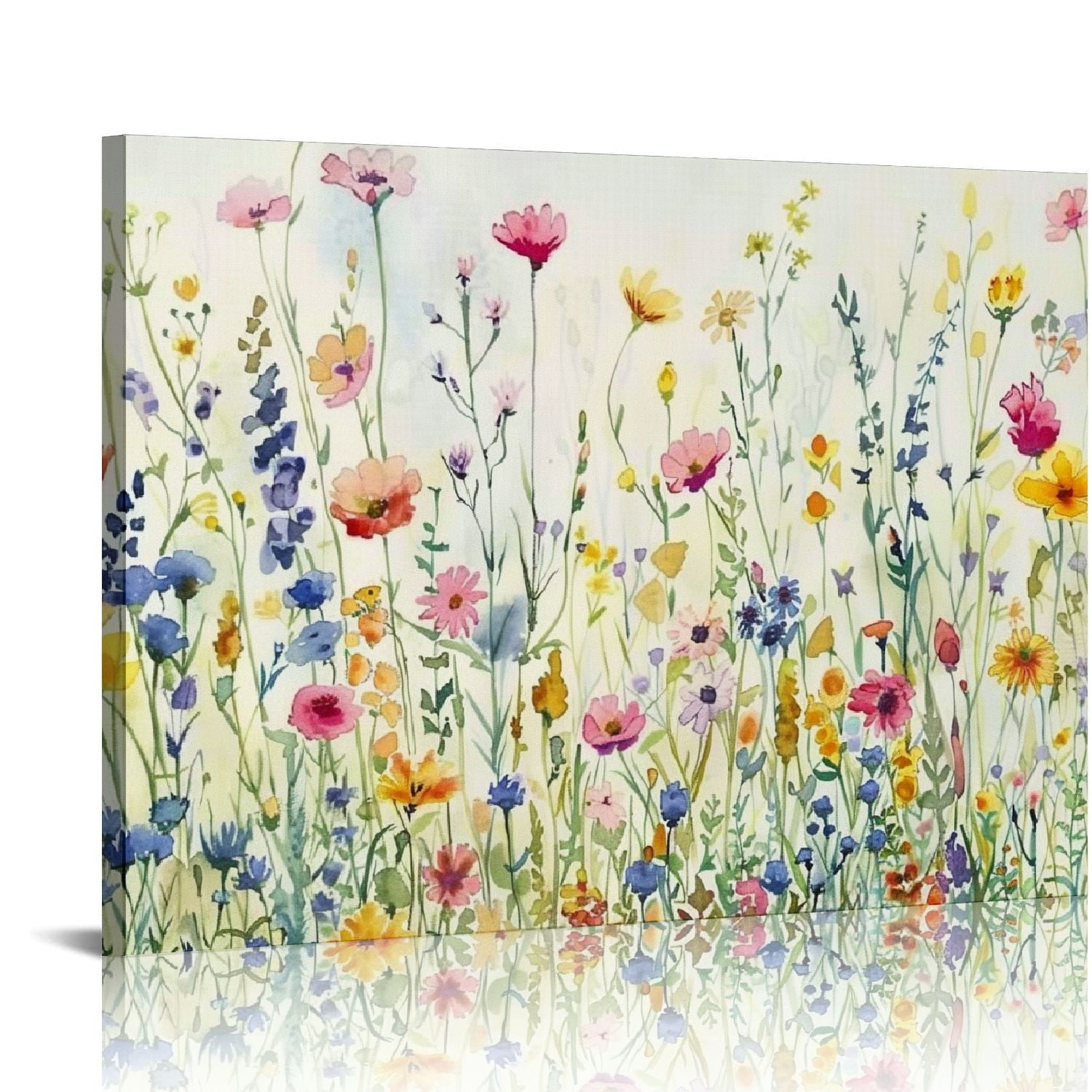 JRXY Colorful Flower Framed Canvas Wall Art Set, Watercolor Daisy ...