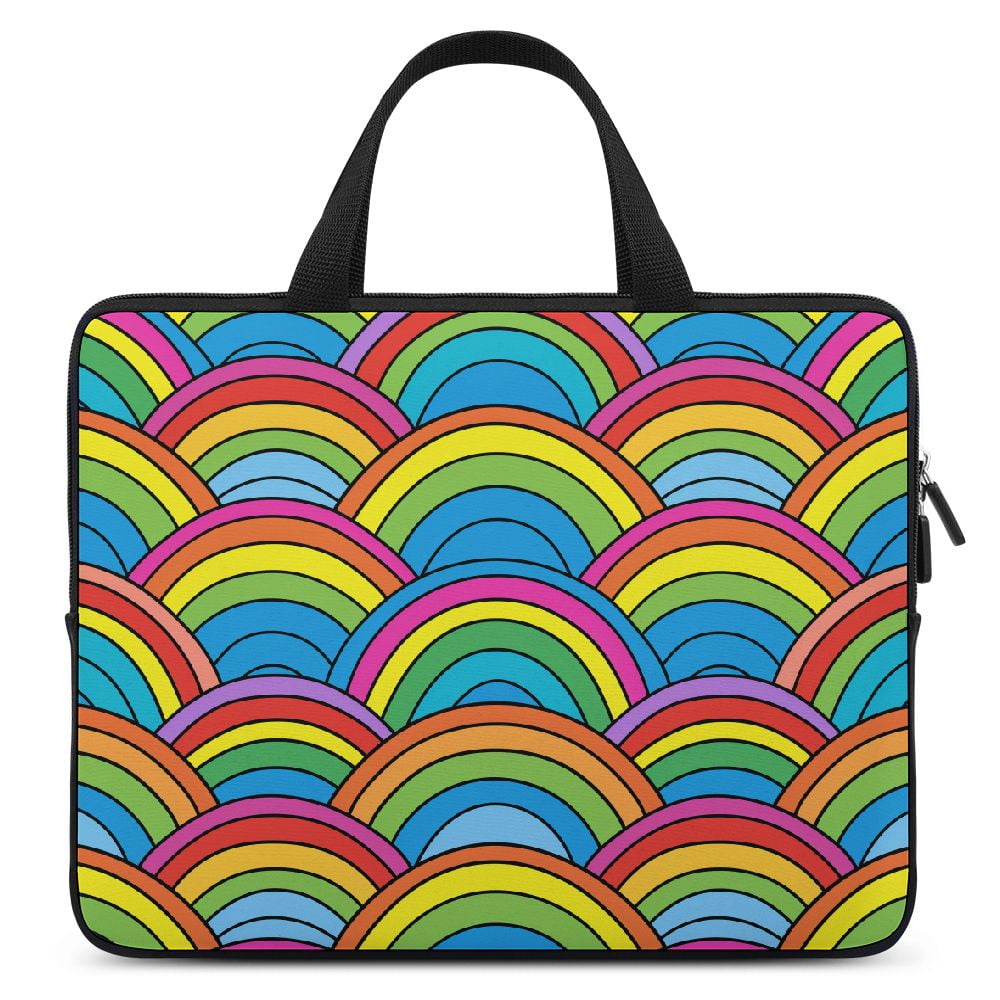 JRXY Colorful Rainbow Pattern Diving Fabric Laptop Carrying Bag Handle Case 15inch