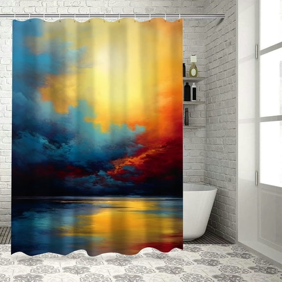 JRXY Colorful Sky Modern Abstract Shower Curtain Multiple Sizes White
