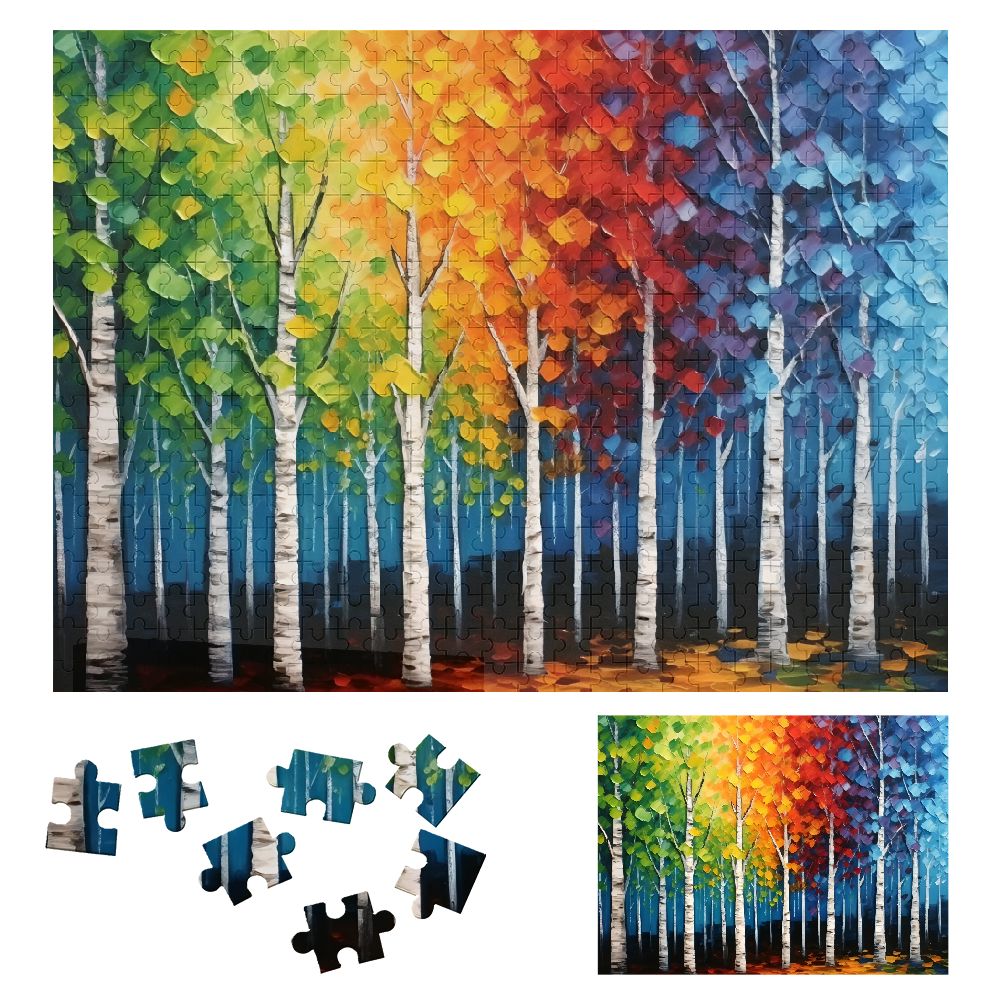 JRXY Colors Rainbow Trees Wooden Jigsaw Puzzle Leisure Game Toy Gift ...