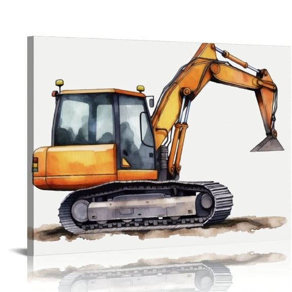 JRXY Construction Trucks Canvas Wall Art Watercolor Construction Vehicles Trucks Canvas Painting Prints for Home Boys Bedroom Nursery Wall Decor Framed Artwork Gifts pattern3