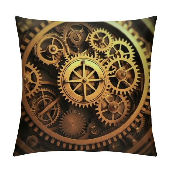 JRXY Cool Steampunk Gears Print Throw Pillow Covers Pillowcase Soft Durable Square Decorative Cushion Cover for Bed Sofa Bedroom White