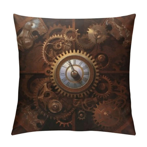 JRXY Cool Steampunk Throw Pillow Covers Pillow Cover with Zipper Throw Pillow Cases Double Sided Plush Pillow Covers Decorative Throw Pillows Covers for Couch Living Room Bedroom White
