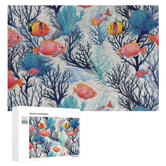 JRXY Corals Fish Ocean Wooden Puzzle Challenging Difficult Wood Puzzles for Adults 300 PCS
