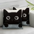 thumbnail image 1 of JRXY Cute Cat Home Decor Pillowcase Lovely Peeping Black Cat Decorative Throw Pillow Case Cushion Cover  2pcs White, 1 of 6
