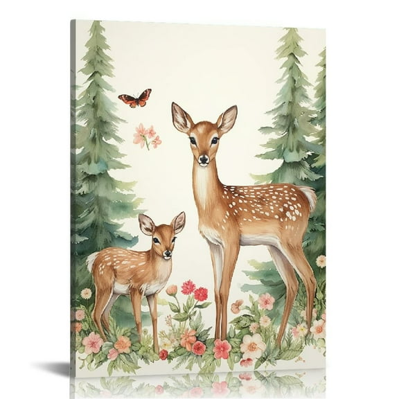 JRXY Cute Forest Deer Wall Stickers,  Jungle Animals Wall Decals Removable Vinyl Peel and Stick for Kids Baby Nursery Living Room Bedroom Children's Room Playroom Art Decorations 16x20 in