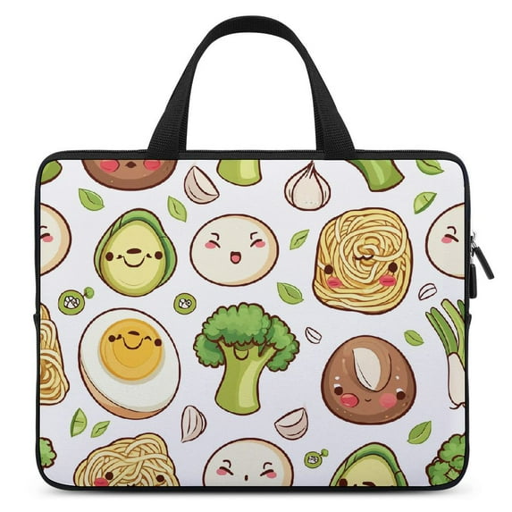 JRXY Cute Japanese Food Lamian Noodles Cabbage Broccoli Garlic Boiled Egg Neoprene Laptop Sleeve 15 Inch Tablet Cover 10inch