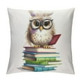 thumbnail image 1 of JRXY  Cute Owl Books Throw Pillow Cover Modern Cushion Square Pillowcase for Sofa Bed Car Home Decorative White, 1 of 5