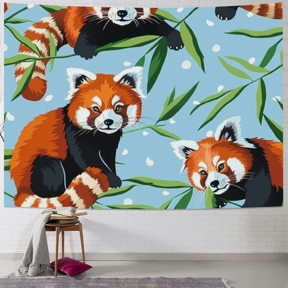 JRXY Cute Red Panda Tapestry - High-Quality Short Plush Wall Hanging for Home Decor Painting