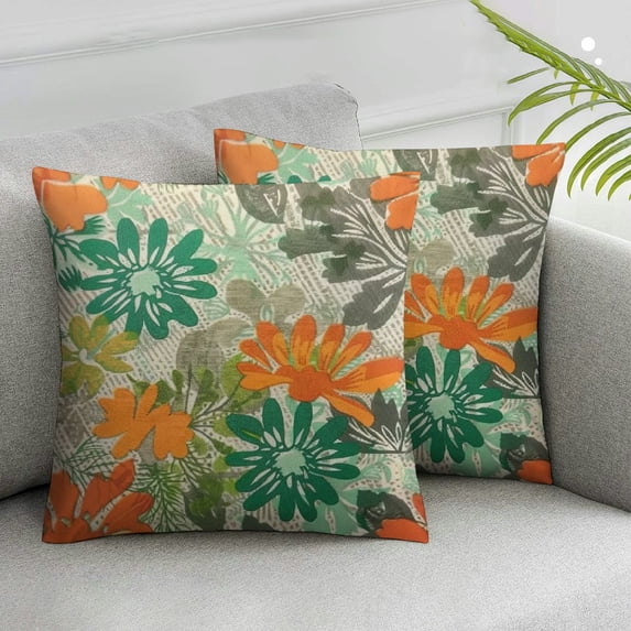 JRXY Dahlia Flower Throw Pillow Cover Circle Dot Floral Elegant Creative Doodle Chaotic Repeat Artistic Pillow Case Decorative Men Women Room Cushion Cover,Set of 2 White