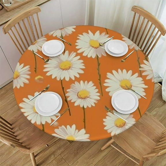JRXY   Daisy Tablecloth Daisy Flower Party Tablecloth Supplies Daisy Theme Disposable Table Cloth  Decor Groovy Retro Hippie Party Table Cover Decorations for Baby Shower Birthday Party White