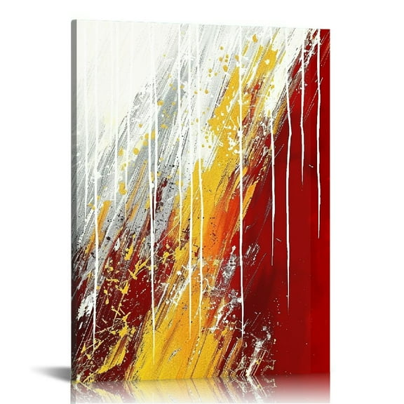 JRXY   Dark Red and Gold Abstract Canvas Wall Art Modern Gold Foil Grey Artwork Luxury Painting Printed on Canvas for Walls Guest Room Girls Gifts Decor Each  12x16 in