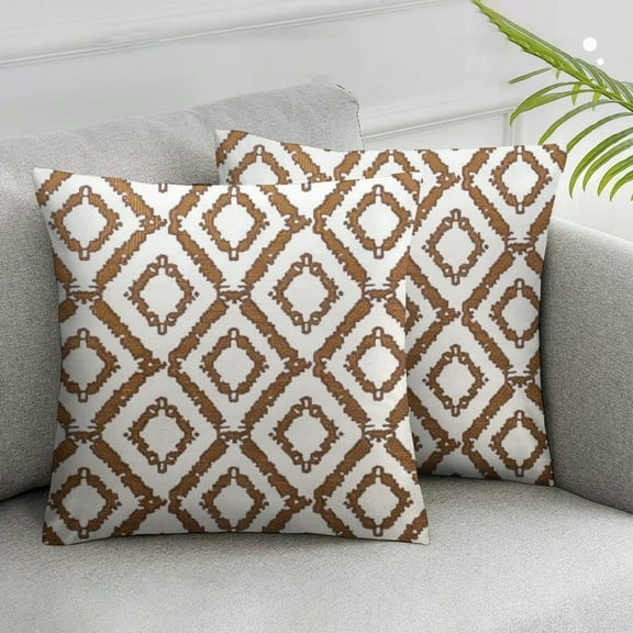 JRXY  Decorative Throw Pillow Covers Set of 2 Geometric Design Cushion Cover for Couch Sofa Living Room,Golden Brown White