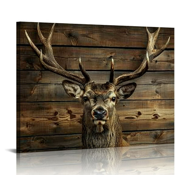 JRXY Deer Wall Art Bathroom Decor Minimalist Wildlife Animal Portrait Canvas Prints Rustic Elk Decoration Farmhouse Paintings Ready To Hang 20x16in