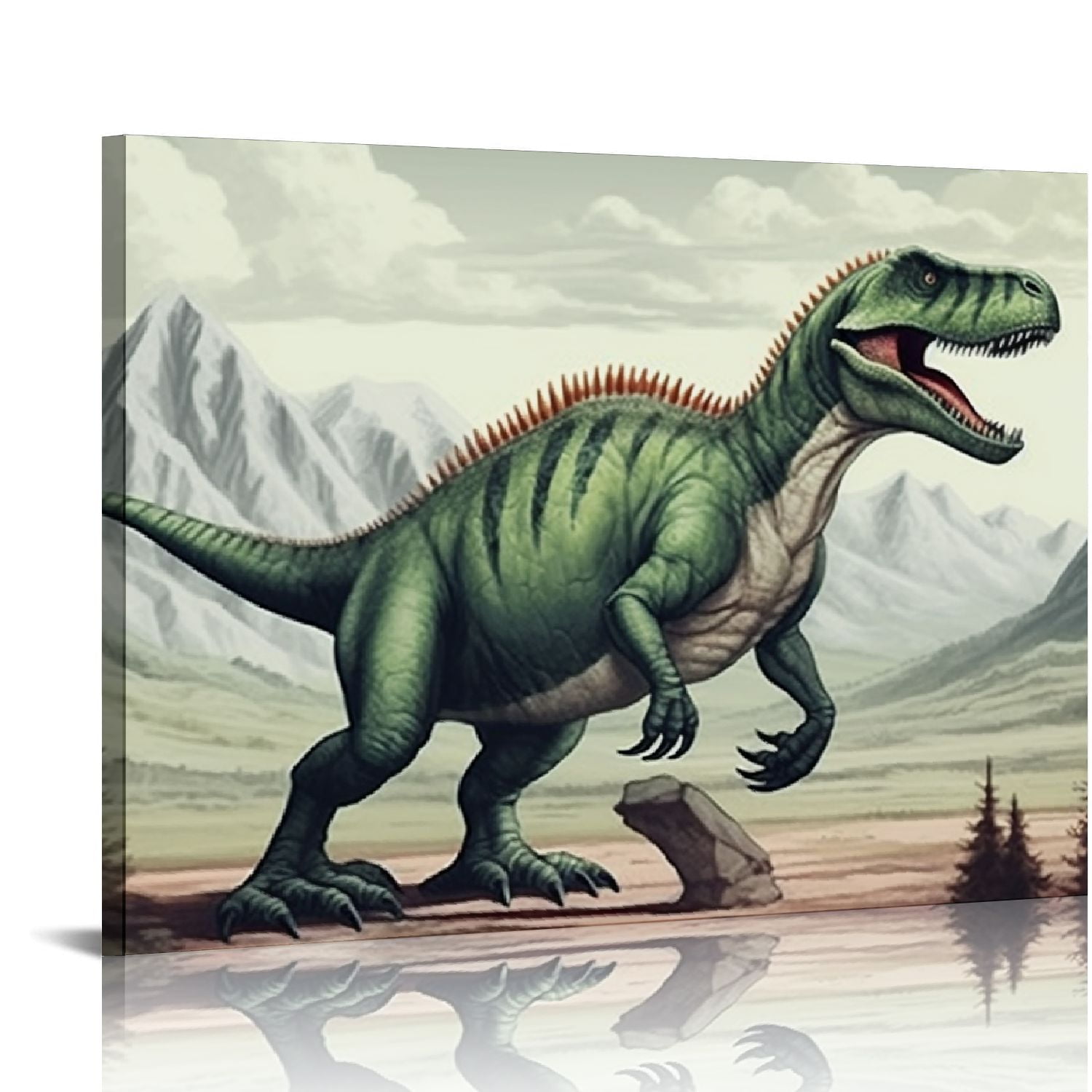 JRXY Dinosaur Bedroom Decor Wall Art Prints Gift Idea for Nursery and Kids Room Canvas Wall Art Watercolor Dinosaur Boys Room Decor Framed Wall Art  Canvas Art Print Gallery  20x16in