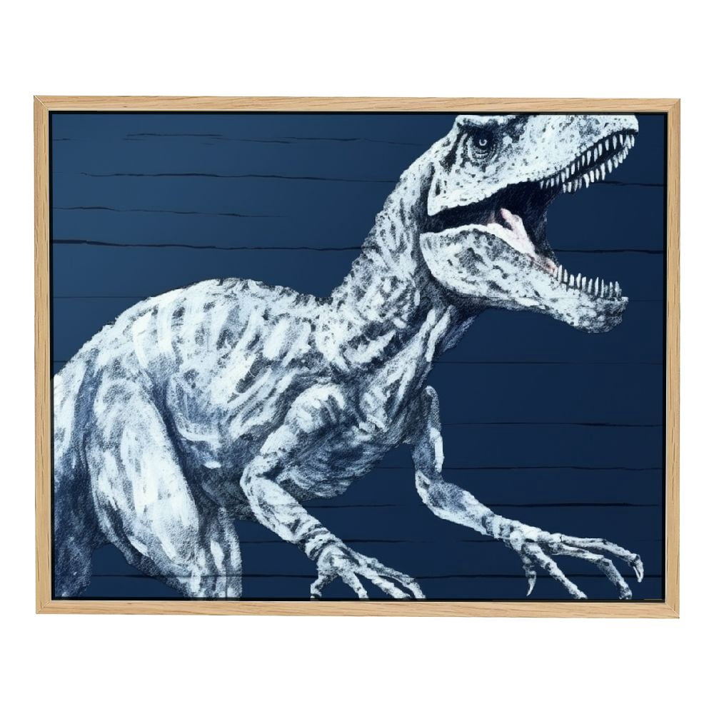 JRXY Dinosaur Boys Room Decor Navy Blue Dinosaur Poster Dinosaur Wall Art Bedroom Wall Decor Framed Ready to Hang Picture 1