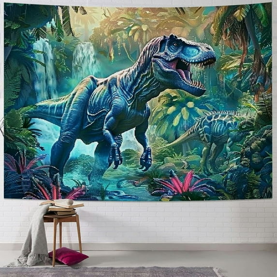 JRXY Dinosaur Tapestry for Boys Room Decor, Wild Anicient Animals Wall Tapestry, Nature Forest Fairytales Dinosaur Tapestry Wall Hanging for Bedroom Living Room Dorm Room Painting