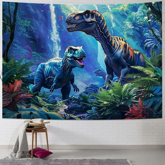 JRXY Dinosaur Tapestry for Boys Room Decor, Wild Anicient Animals Wall Tapestry, Nature Forest Fairytales Dinosaur Tapestry Wall Hanging Inches for Bedroom Living Room Dorm Room Painting