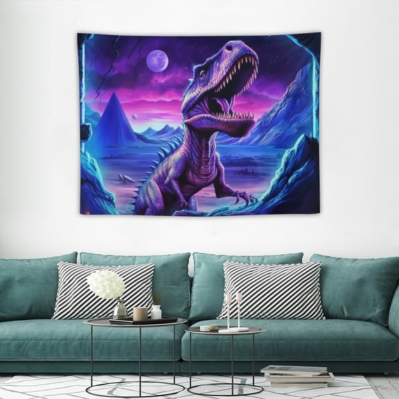 JRXY Dinosaur Tapestry Trippy Galaxy Tapestry UV Reactive Outer Space Tapestry Fantasy Mountain Plants Tapestry Sacred Time Line Tapestry Magic Time Door Parallel World Poster for Living Room 40x30in