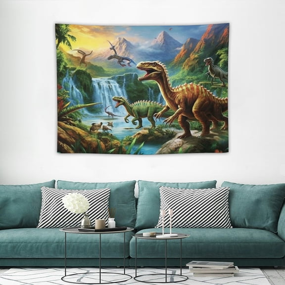 JRXY  Dinosaur Tapestry Tropical Rain Forest Jungle Wild Anicient Animals Natural Tapestries Aesthetics Wall Hanging for Children Boys Bedroom Living Room Dorm Decor 40x30in