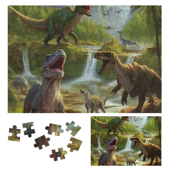 JRXY Dinosaurs Waterfall Primitivism Wooden Puzzle Challenging Difficult Wood Puzzle for Adults 300 PCS