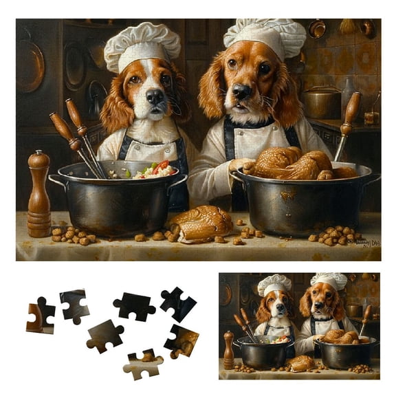 JRXY Dogs, Chefs, Food Wooden Puzzle Challenging Difficult Wood Puzzles for Adults 1000 PCS