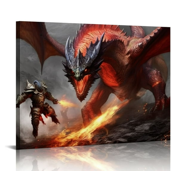 JRXY Dungeons And Dragons Dragon born Fighter Poster Decorative Painting Canvas Wall Art Living Room Posters Bedroom Painting 16x12in
