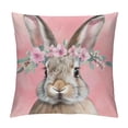 thumbnail image 1 of JRXY Easter Bunny Rabbit Pink Throw Pillow Covers,Easter Day Spring Summer Decorate Pillow Covers Decor for Kids Room Living Room Nursery Home Pillowcase White, 1 of 5