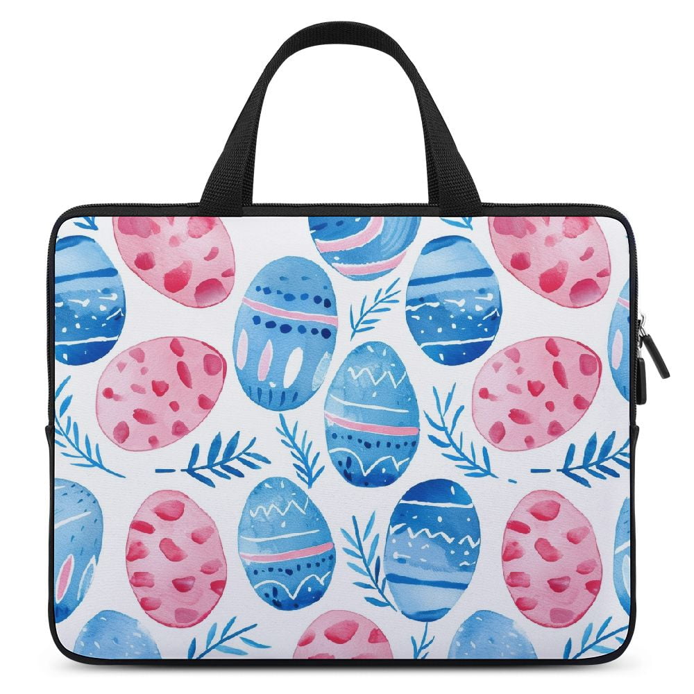 JRXY Easter Eggs Bunny Ears Whimsical Laptop Bag Diving Fabric Soft Carrying Travel Case Tablet Cover Neoprene 15inch