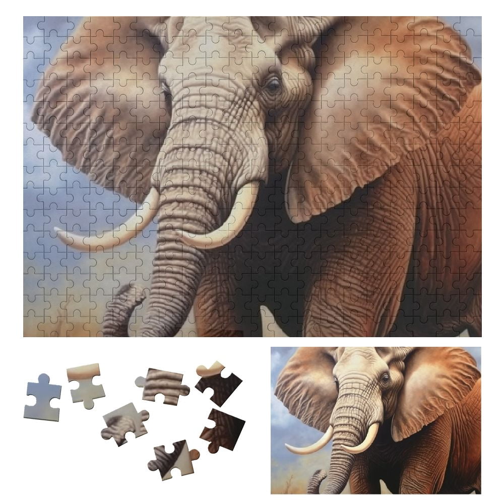 JRXY Elephant Tusks Sky Wooden Jigsaw Puzzle Challenging Difficult Wood ...