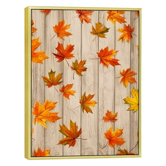JRXY Fall Orange Watercolor Maple Leaf Canvas Wall Art 12x16 inch - Thanksgiving Farm Wooden Frame for Living Room Decor 12x16in