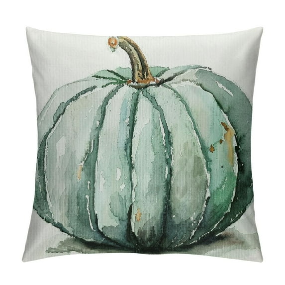 JRXY Fall Pumpkin Pillow Covers Teal Watercolor Decorative Throw Pillows Farmhouse Outdoor Thanksgiving Cushion Covers 24x24in
