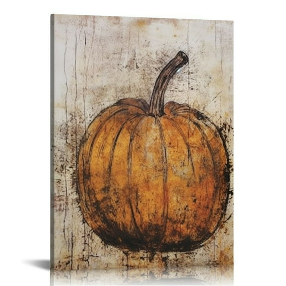 JRXY Fall Pumpkin Wall Art Decor Canvas Prints, Rustic Vintage Farmhouse Retro Autumn Artwork Gifts for Home Bedroom, Thanksgiving Decor 12x16 in