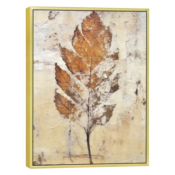 JRXY Fall Wall Art Canvas Maple Leaf Pumpkin Watercolour Drawing Farmhouse Autumn Decor 12x16/16x20 Inches Golden Frame Living Room Bedroom Home Office 12x16in