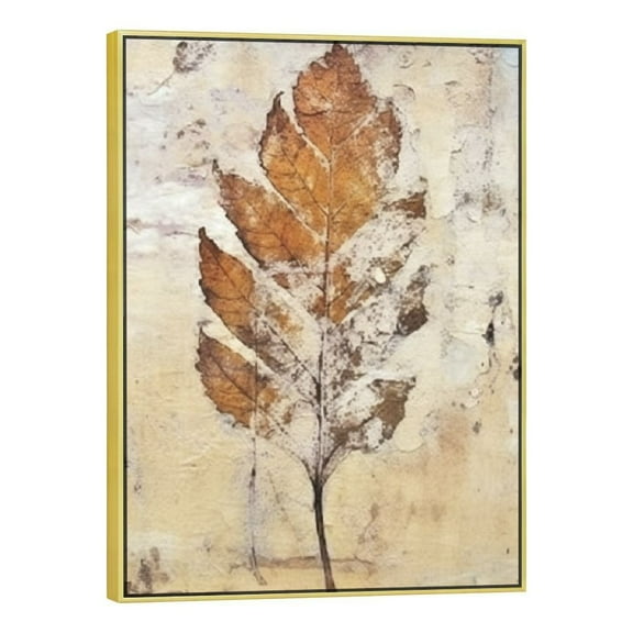 JRXY Fall Wall Art Canvas Maple Leaf Pumpkin Watercolour Drawing Farmhouse Autumn Decor 12x16/16x20 Inches Golden Frame Living Room Bedroom Home Office 16x20in