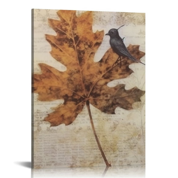 JRXY Fall Wall Art Canvas Maple Leaf Pumpkin Watercolour Drawing Farmhouse Autumn Decor 16x20 inch 16x20 in