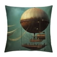 thumbnail image 1 of JRXY  Fantasy Throw Pillow Cushion Cover, Surreal Sky Scenery Steampunk Airship Sci Fi Stardust Space Image, Decorative Square Accent Pillow Case, , Teal and Brown White, 1 of 5