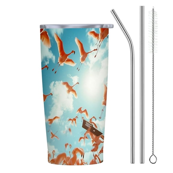 JRXY Flamingo Pattern 20oz Car Straw Cup with Straw 20oz