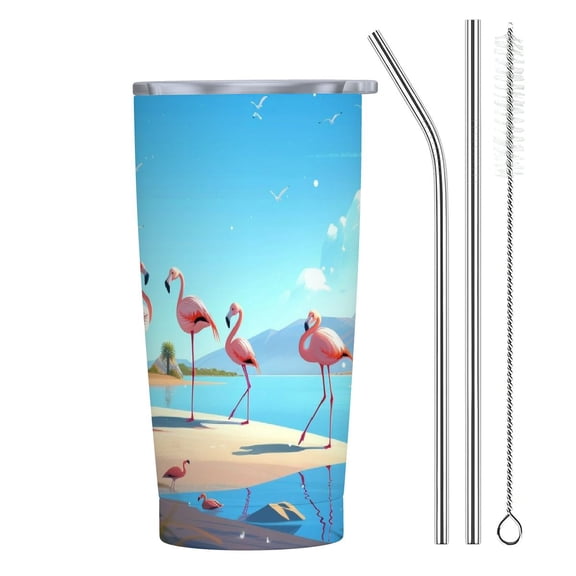 JRXY Flamingo Pattern 20oz Car Straw Cup with Straw 20oz