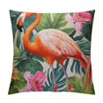 thumbnail image 1 of JRXY  Flamingo Throw Pillow Cover Summer Tropical Palm Leaf and Butterfly Orchid Home Decorative Pillow Cases Square Cushion Covers for Sofa Couch Pillowcase (FT-Flamingo) White, 1 of 5