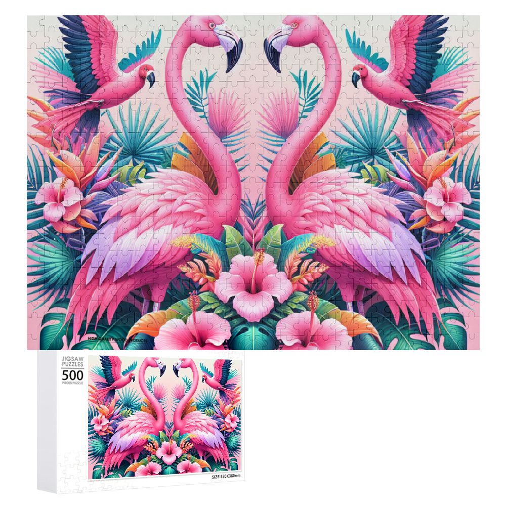 JRXY Flamingo and Tropical Garden Wooden Jigsaw Puzzle for Adults and ...