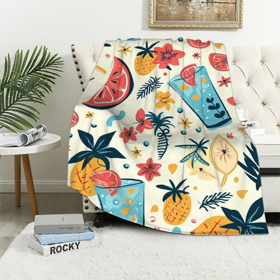 JRXY Flannel Fleece Blanket - Sunglasses Pattern - Soft and Cozy - Multiple Sizes Available White